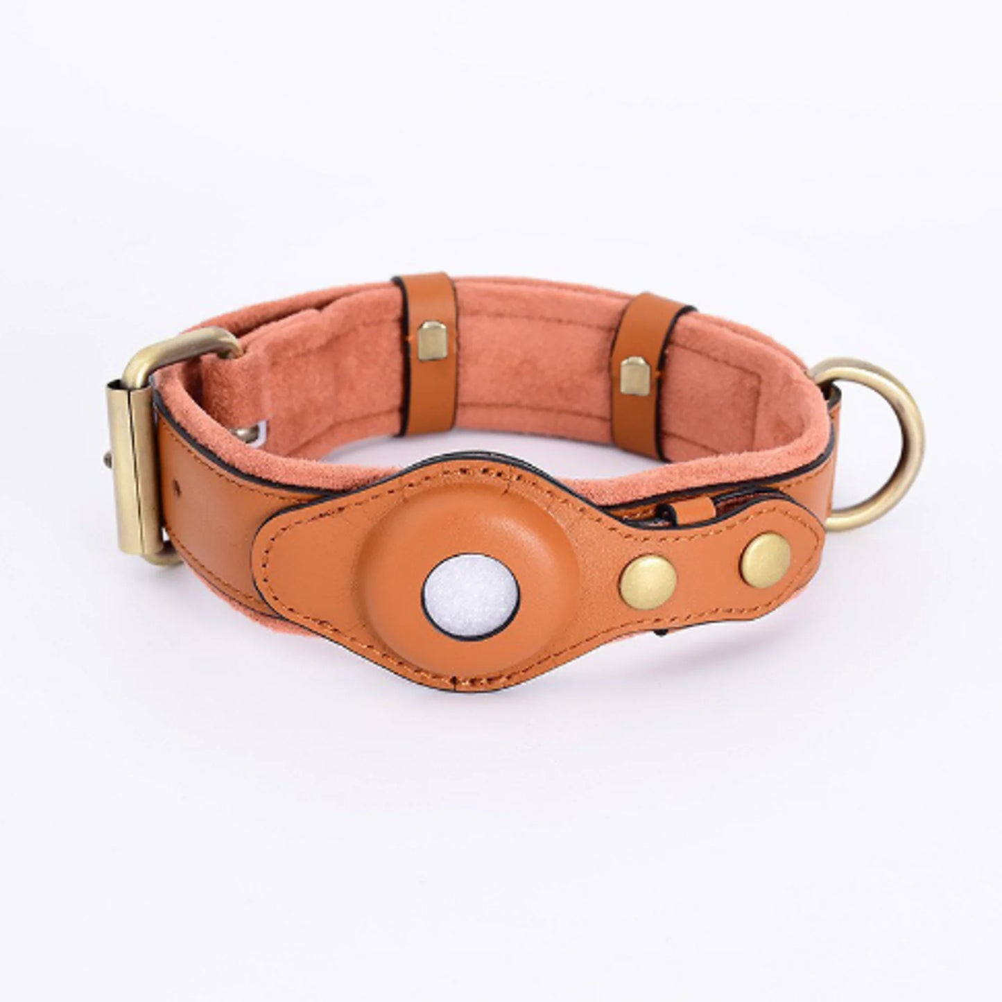Leather Airtag Dog Collar Pet Adjustable Collar